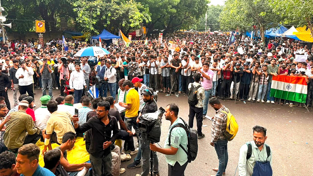 Jantar Mantar is again packed by protestors on Tuesday, July 21, 2026.